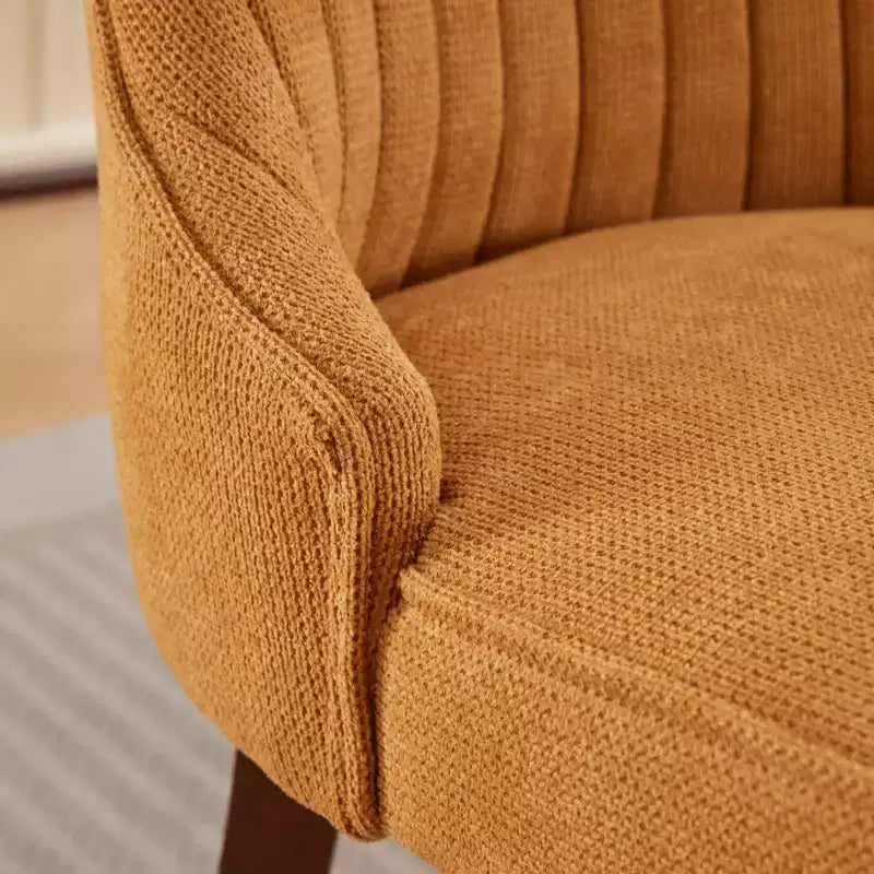 MAYEERTY Chaises de salle à manger modernes - Coussin en chenille double couche, pieds incurvés en bois massif, dossier mi-hauteur, lot de 2