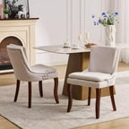 MAYEERTY Chaises de salle à manger modernes - Coussin en chenille double couche, pieds incurvés en bois massif, dossier mi-hauteur, lot de 2