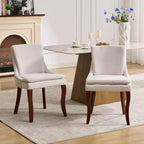 MAYEERTY Chaises de salle à manger modernes - Coussin en chenille double couche, pieds incurvés en bois massif, dossier mi-hauteur, lot de 2