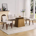 MAYEERTY Chaises de salle à manger modernes - Coussin en chenille double couche, pieds incurvés en bois massif, dossier mi-hauteur, lot de 2