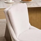 MAYEERTY Chaises de salle à manger modernes - Coussin en chenille double couche, pieds incurvés en bois massif, dossier mi-hauteur, lot de 2