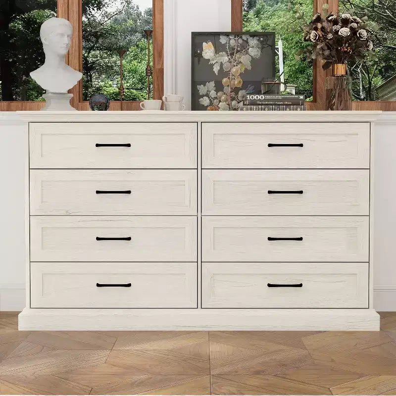 Famapy Commode Vintage à 8 Tiroirs avec Poignées en Métal Noir, Meuble de Rangement à Grande Capacité pour Chambre/Salon