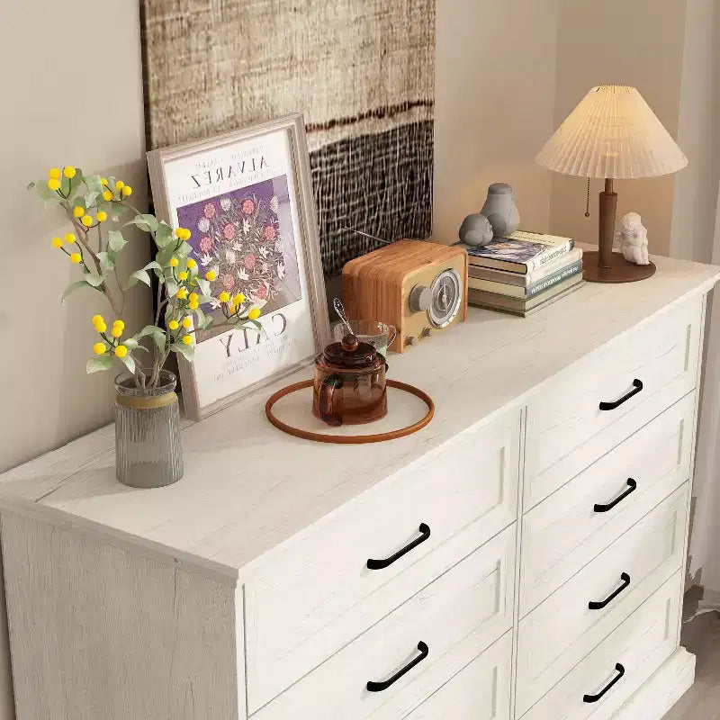 Famapy Commode Vintage à 8 Tiroirs avec Poignées en Métal Noir, Meuble de Rangement à Grande Capacité pour Chambre/Salon