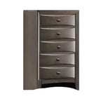 Commode haute Royal Hampton, 5 tiroirs, poignées chromées, gris foncé moderne