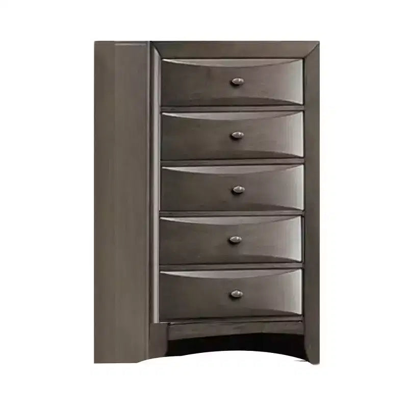 Commode haute Royal Hampton, 5 tiroirs, poignées chromées, gris foncé moderne
