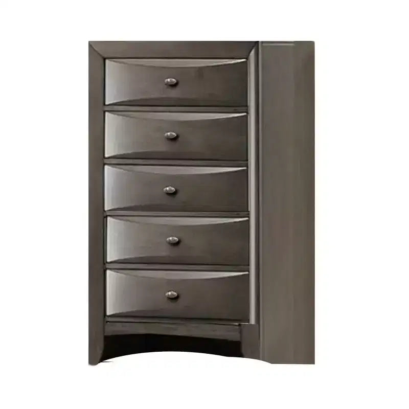 Commode haute Royal Hampton, 5 tiroirs, poignées chromées, gris foncé moderne