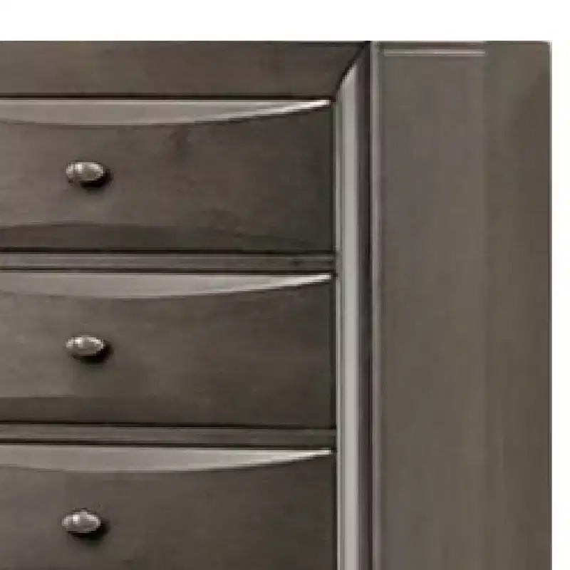 Commode haute Royal Hampton, 5 tiroirs, poignées chromées, gris foncé moderne