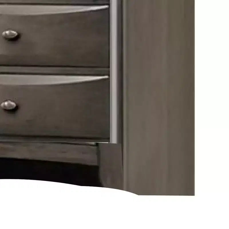 Commode haute Royal Hampton, 5 tiroirs, poignées chromées, gris foncé moderne