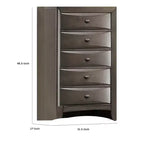 Commode haute Royal Hampton, 5 tiroirs, poignées chromées, gris foncé moderne
