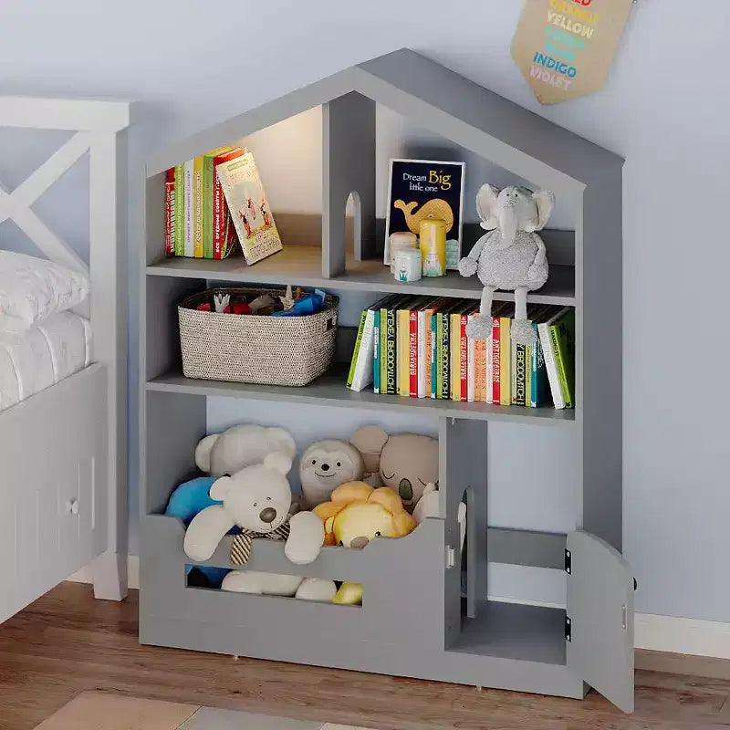 Étagère à Livres pour Enfants avec Lumière, Bibliothèque Maison de Poupée avec Détecteur de Mouvement