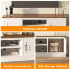 Meuble TV de style ferme avec rangement, console média moderne avec finition grain de bois rustique, convient aux salons et bureaux à domicile.