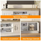 Meuble TV de style ferme avec rangement, console média moderne avec finition grain de bois rustique, convient aux salons et bureaux à domicile.