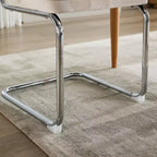 MAYEERTY Chaises de salle à manger modernes - Tissu côtelé, piètement en métal doré, capitonnage cannelé, sans accoudoirs, lot de 2