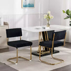 MAYEERTY Chaises de salle à manger modernes - Tissu côtelé, piètement en métal doré, capitonnage cannelé, sans accoudoirs, lot de 2