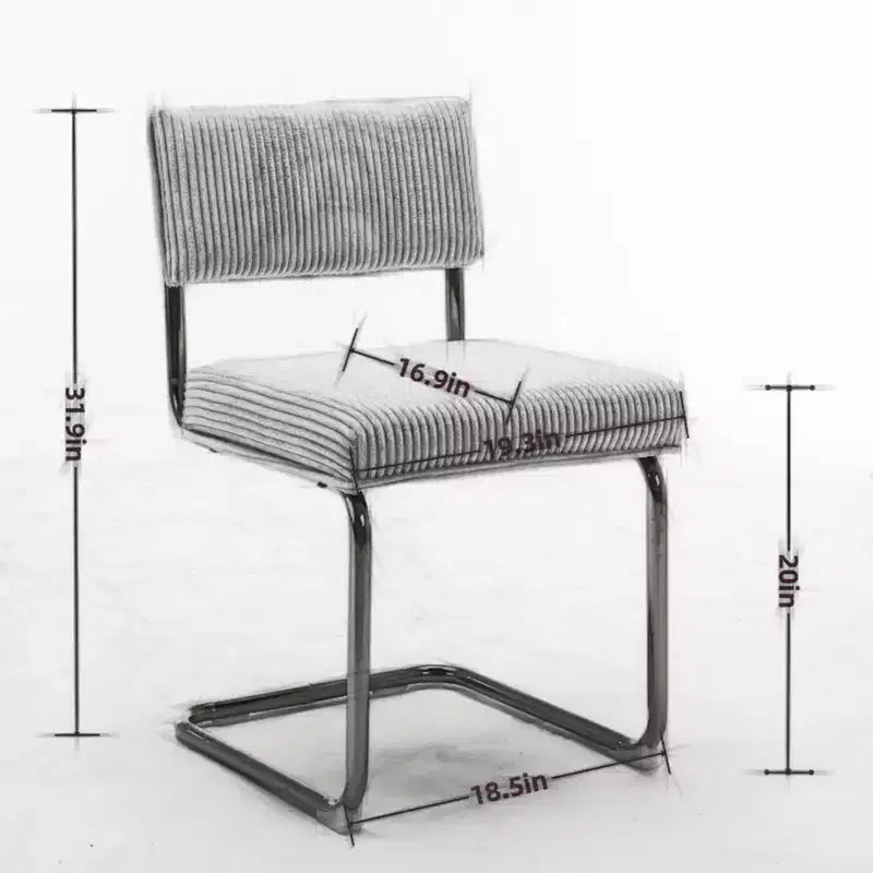 MAYEERTY Chaises de salle à manger modernes - Tissu côtelé, piètement en métal doré, capitonnage cannelé, sans accoudoirs, lot de 2