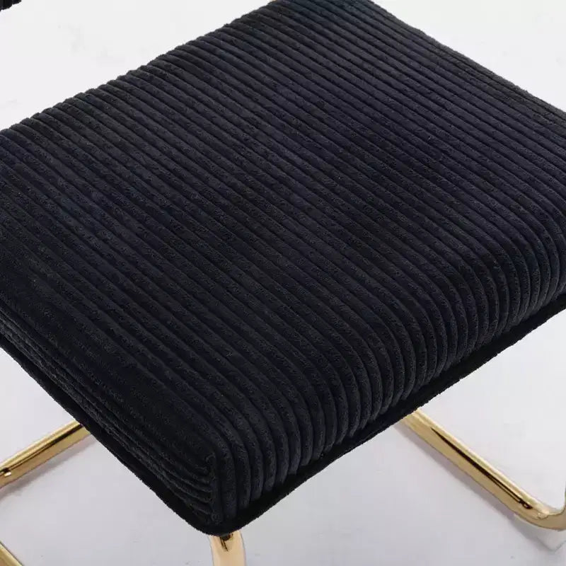 MAYEERTY Chaises de salle à manger modernes - Tissu côtelé, piètement en métal doré, capitonnage cannelé, sans accoudoirs, lot de 2