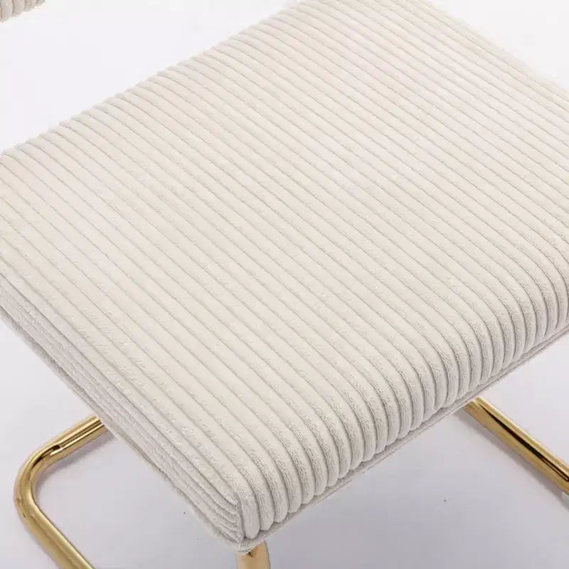 MAYEERTY Chaises de salle à manger modernes - Tissu côtelé, piètement en métal doré, capitonnage cannelé, sans accoudoirs, lot de 2