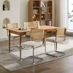 MAYEERTY Chaises de salle à manger modernes - Tissu côtelé, piètement en métal doré, capitonnage cannelé, sans accoudoirs, lot de 2