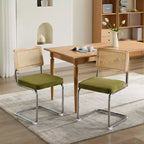 MAYEERTY Chaises de salle à manger modernes - Tissu côtelé, piètement en métal doré, capitonnage cannelé, sans accoudoirs, lot de 2
