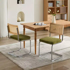MAYEERTY Chaises de salle à manger modernes - Tissu côtelé, piètement en métal doré, capitonnage cannelé, sans accoudoirs, lot de 2