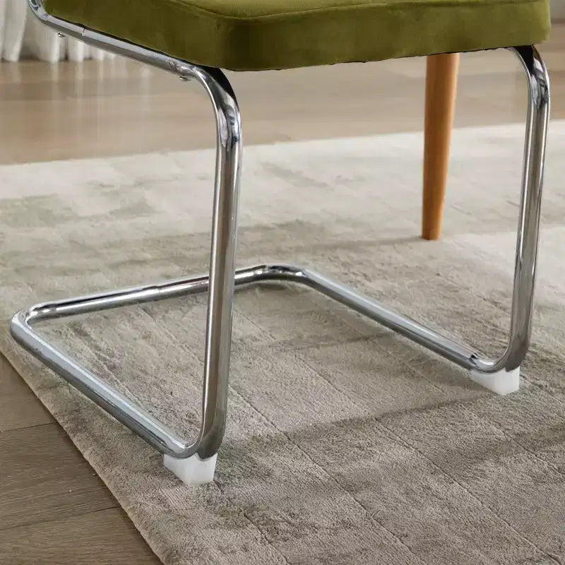 MAYEERTY Chaises de salle à manger modernes - Tissu côtelé, piètement en métal doré, capitonnage cannelé, sans accoudoirs, lot de 2