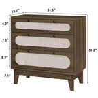 Commode à trois tiroirs, Table de chevet en bois de style moderne de ferme, mince, avec trois tiroirs, pour chambre ou salon