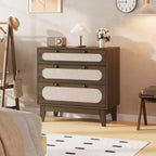 Commode à trois tiroirs, Table de chevet en bois de style moderne de ferme, mince, avec trois tiroirs, pour chambre ou salon