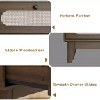 Commode à trois tiroirs, Table de chevet en bois de style moderne de ferme, mince, avec trois tiroirs, pour chambre ou salon