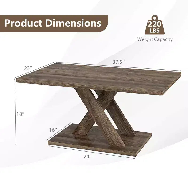 Table basse Costway 37,5 avec base stable et connexion en bois d'hévéa pour salon