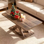 Table basse Costway 37,5 avec base stable et connexion en bois d'hévéa pour salon