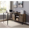 GDFStudio Pampas L-Shape Writing Desk with Sliding Barn Door Storage