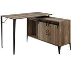 Bureau d'écriture en forme de L GDFStudio Pampas avec rangement à porte coulissante de style grange