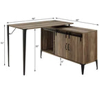 Bureau d'écriture en forme de L GDFStudio Pampas avec rangement à porte coulissante de style grange