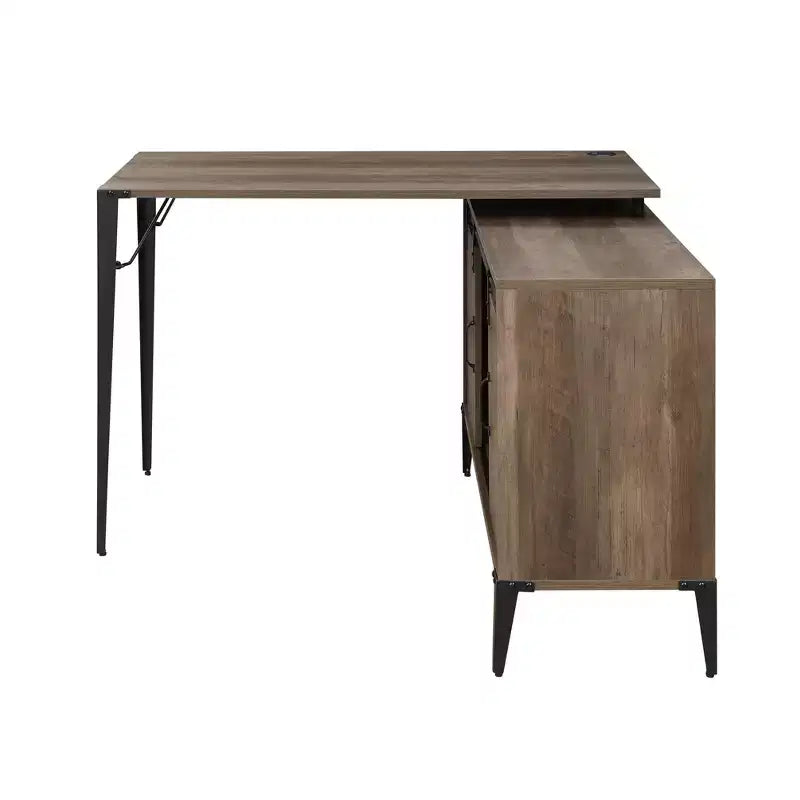 Bureau d'écriture en forme de L GDFStudio Pampas avec rangement à porte coulissante de style grange