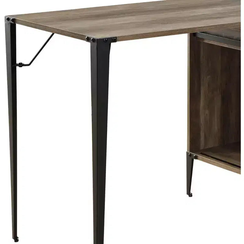 Bureau d'écriture en forme de L GDFStudio Pampas avec rangement à porte coulissante de style grange