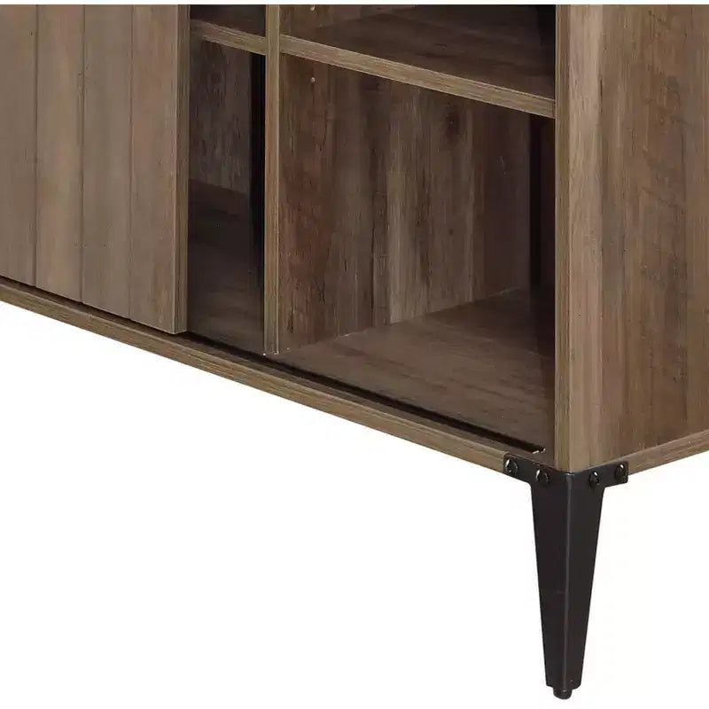 Bureau d'écriture en forme de L GDFStudio Pampas avec rangement à porte coulissante de style grange