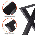 Lot de 2 pieds de table en acier, pieds de table à manger robustes en forme de X, support de meubles de style industriel, quatre patins de protection pour tables de travail