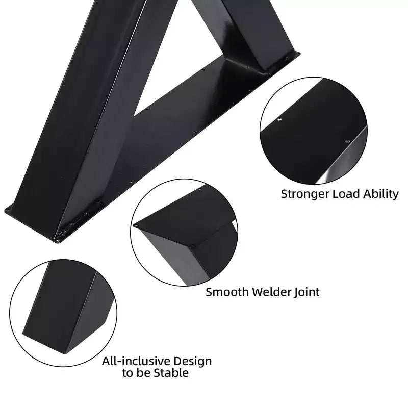 Lot de 2 pieds de table en acier, pieds de table à manger robustes en forme de X, support de meubles de style industriel, quatre patins de protection pour tables de travail