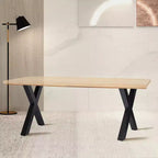Lot de 2 pieds de table en acier, pieds de table à manger robustes en forme de X, support de meubles de style industriel, quatre patins de protection pour tables de travail