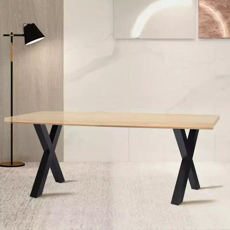 Lot de 2 pieds de table en acier, pieds de table à manger robustes en forme de X, support de meubles de style industriel, quatre patins de protection pour tables de travail