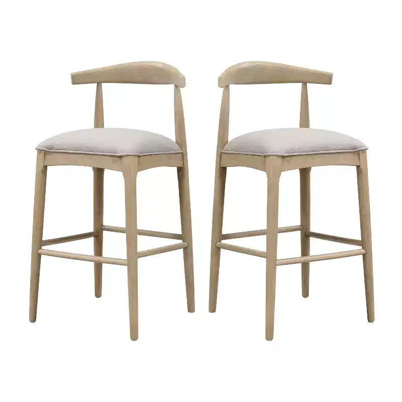 Christopher Knight Home Nyra Tabourets de bar rembourrés en bois d'hévéa de style Mid-Century (Lot de 2)