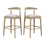 Christopher Knight Home Nyra Tabourets de bar rembourrés en bois d'hévéa de style Mid-Century (Lot de 2)