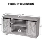 Meuble TV, Meuble TV 147 cm pour TV 165 cm, Meuble TV avec portes de grange, Meuble console multimédia industriel Armoire de rangement Buffet pour salon