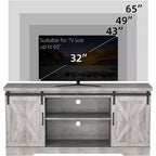 Meuble TV, Meuble TV 147 cm pour TV 165 cm, Meuble TV avec portes de grange, Meuble console multimédia industriel Armoire de rangement Buffet pour salon