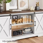 Meuble TV, Meuble TV 147 cm pour TV 165 cm, Meuble TV avec portes de grange, Meuble console multimédia industriel Armoire de rangement Buffet pour salon