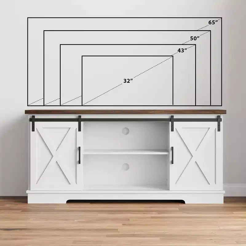 Meuble TV, Meuble TV 147 cm pour TV 165 cm, Meuble TV avec portes de grange, Meuble console multimédia industriel Armoire de rangement Buffet pour salon