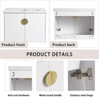 Meuble-lavabo moderne avec vasque en céramique, portes à fermeture douce et finition blanc brillant résistante aux rayures.