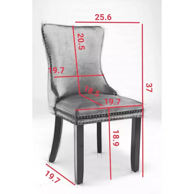 Lot de 2 chaises de salle à manger, chaises de salle à manger avec dossier haut, rivet décoratif, coussin en mousse haute élasticité, chaise de cuisine