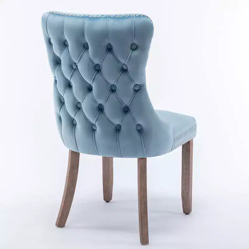 Lot de 2 chaises de salle à manger, chaises de salle à manger avec dossier haut, rivet décoratif, coussin en mousse haute élasticité, chaise de cuisine