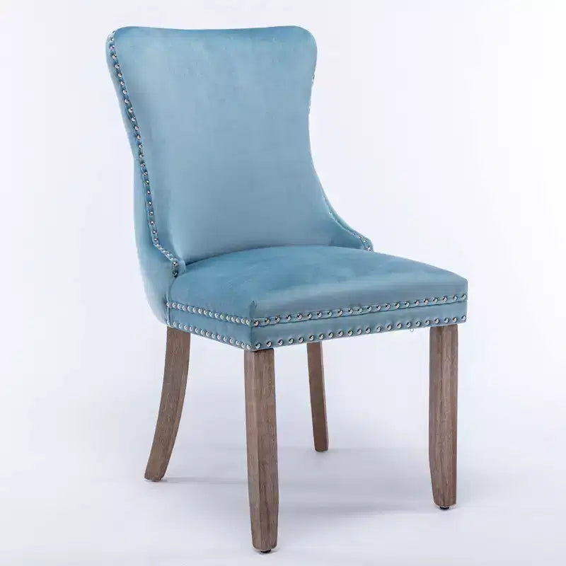 Lot de 2 chaises de salle à manger, chaises de salle à manger avec dossier haut, rivet décoratif, coussin en mousse haute élasticité, chaise de cuisine